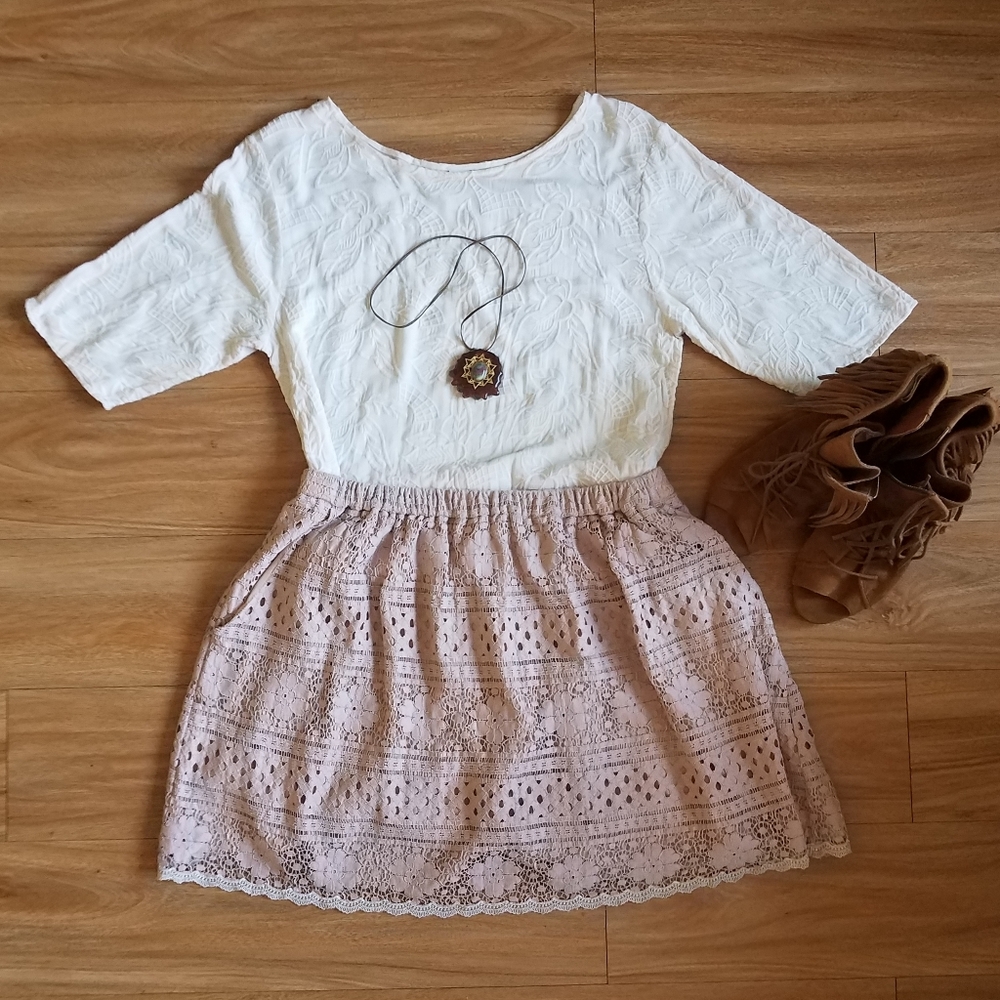 The Letter Pink Lace Mini Skirt Sz Lg